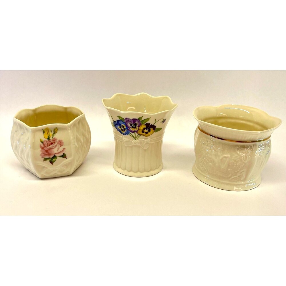 Vintage Belleek Ireland Millennium 2000 Porcelain Collection-Lot of 3 Miniatures